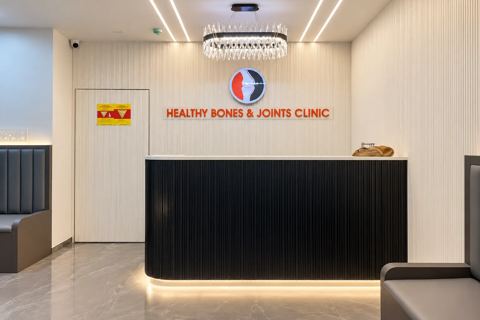 Reception of Healthy Bones and Joints Clinic, an orthopaedic and physiotherapy clinic in Gogol, Margao, Goa